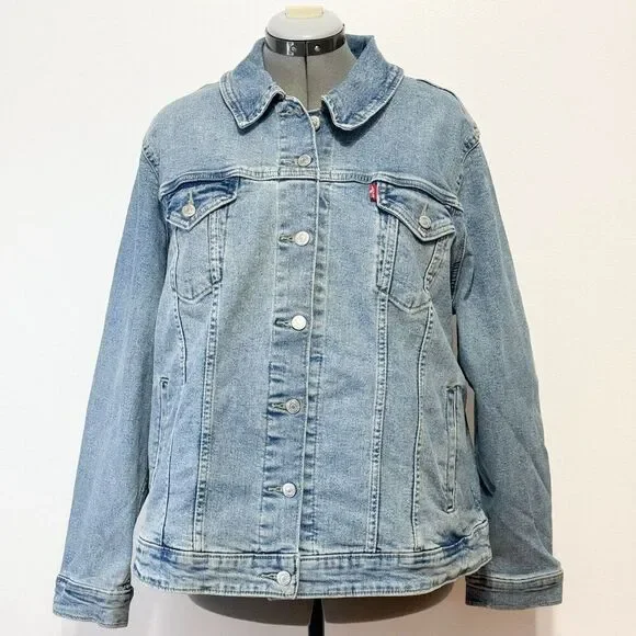 Levi's NWT Sz 4X Jeanie Medium Wash Plus Slim Fit Original Trucker Jean Jacket